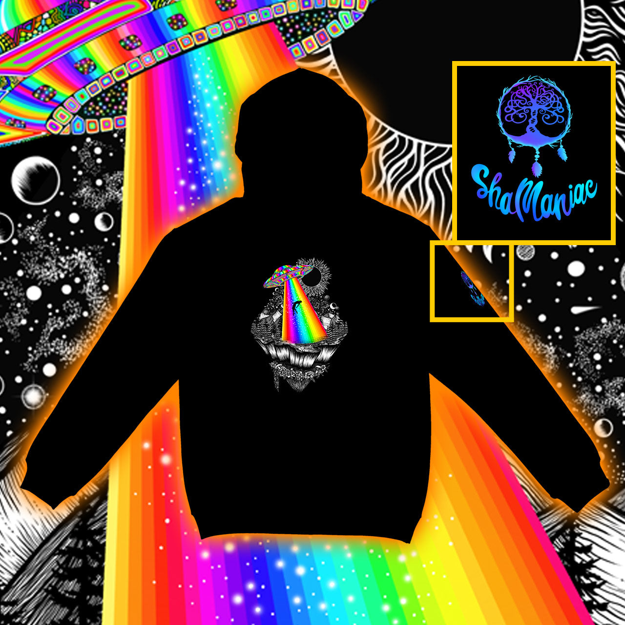 Alien Ascension |Shamaniac| Alien Conspiracy and Spiritual Hoodie