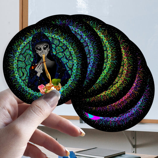 Alien Ramen |Shroomaniac| Psychedelic and Psytrance Alien UFO Stickers