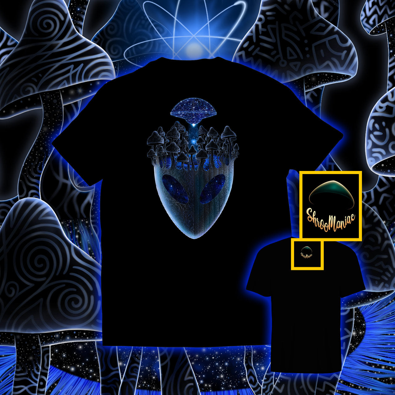 Shroom Head Ascension |Shroomaniac| Psychedelic and Psytrance Alien T-Shirt