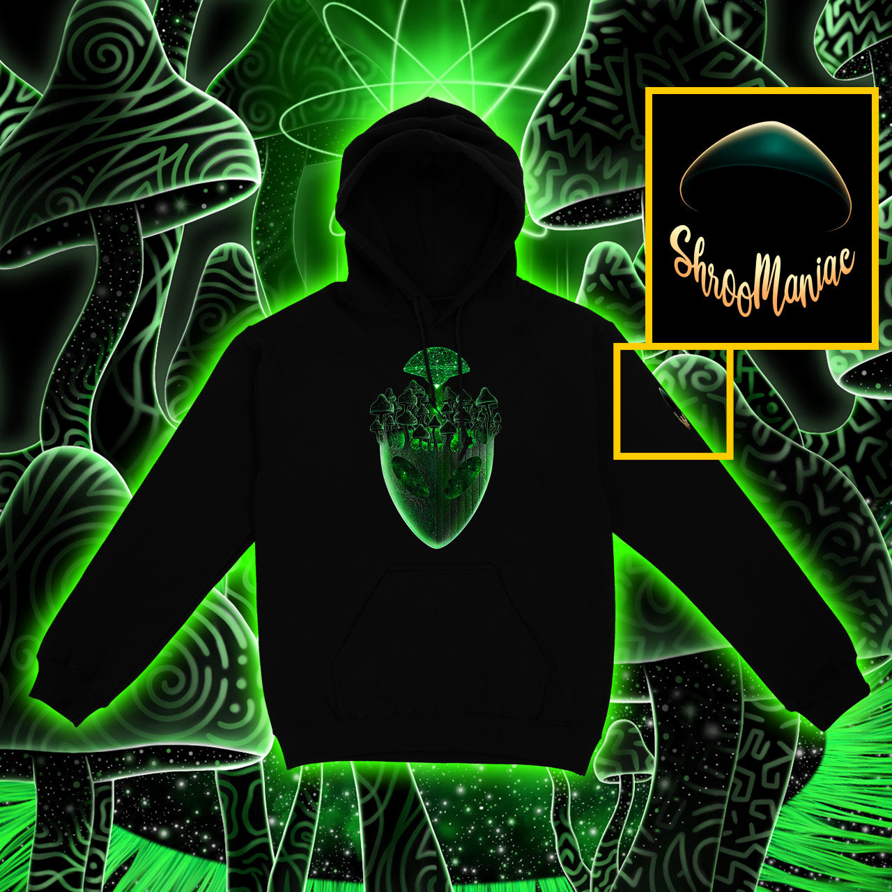 Shroom Head Ascension |Shroomaniac| Psychedelic and Psytrance Alien Hoodie