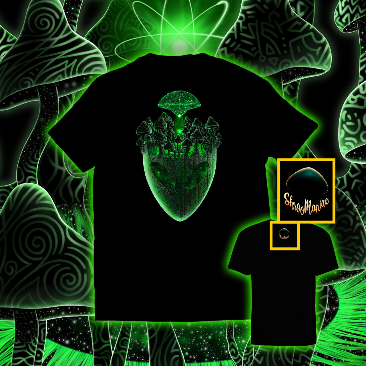Shroom Head Ascension |Shroomaniac| Psychedelic and Psytrance Alien T-Shirt