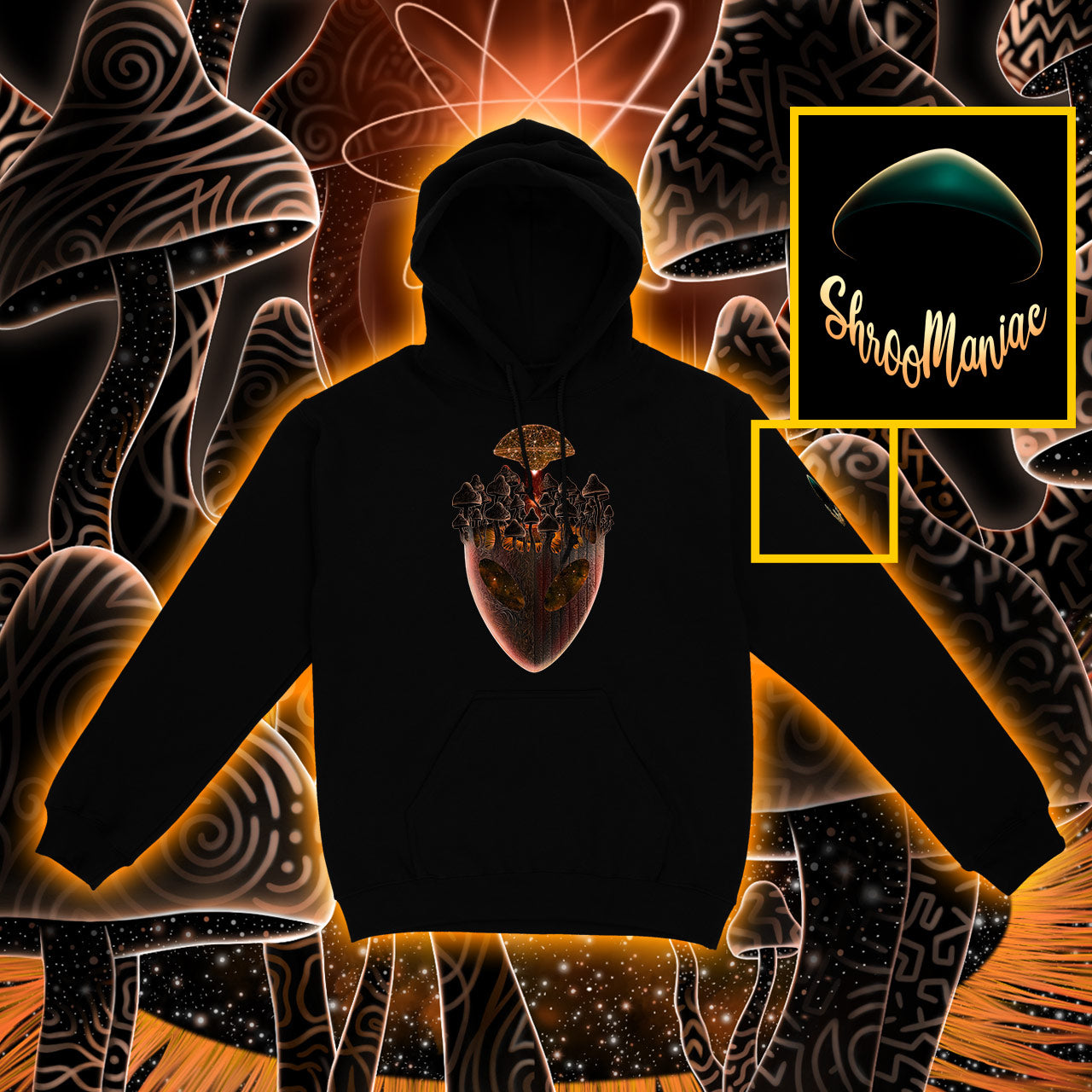 Shroom Head Ascension |Shroomaniac| Psychedelic and Psytrance Alien Hoodie