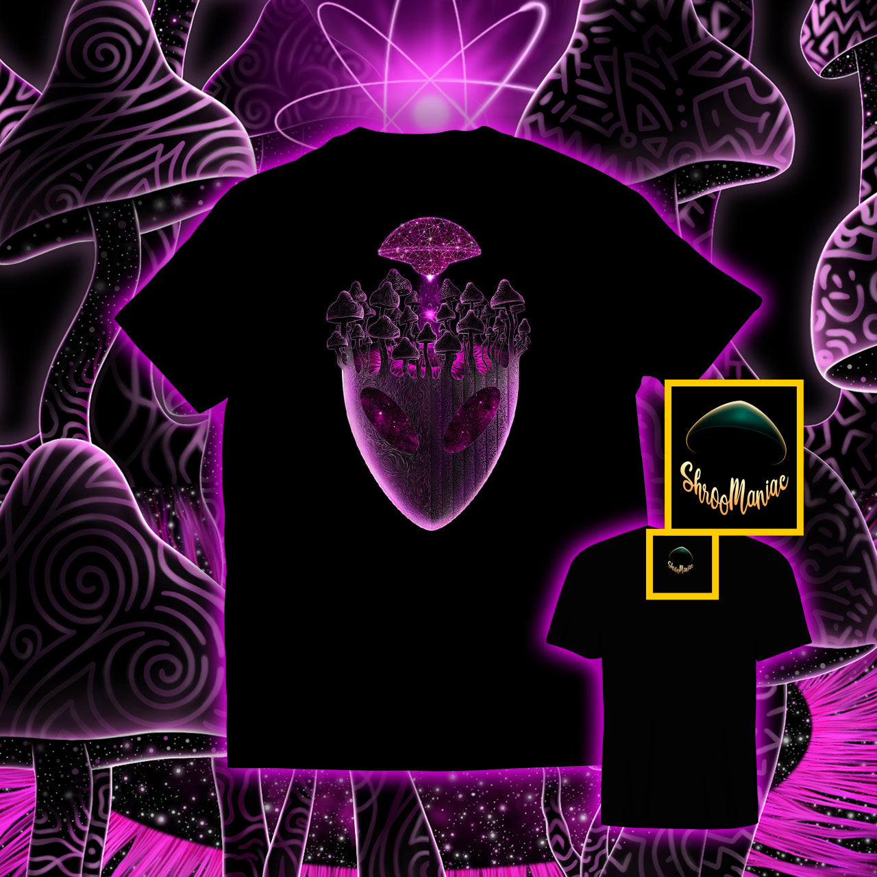 Shroom Head Ascension |Shroomaniac| Psychedelic and Psytrance Alien T-Shirt