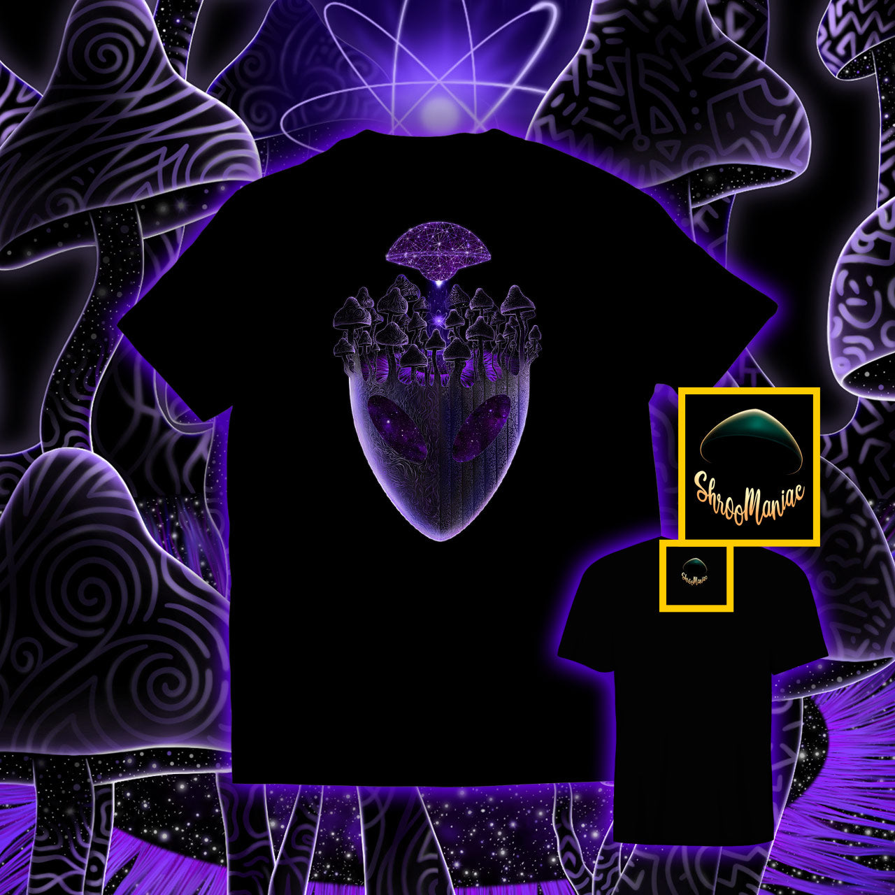 Shroom Head Ascension |Shroomaniac| Psychedelic and Psytrance Alien T-Shirt