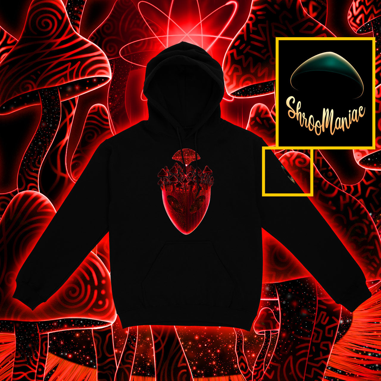 Shroom Head Ascension |Shroomaniac| Psychedelic and Psytrance Alien Hoodie