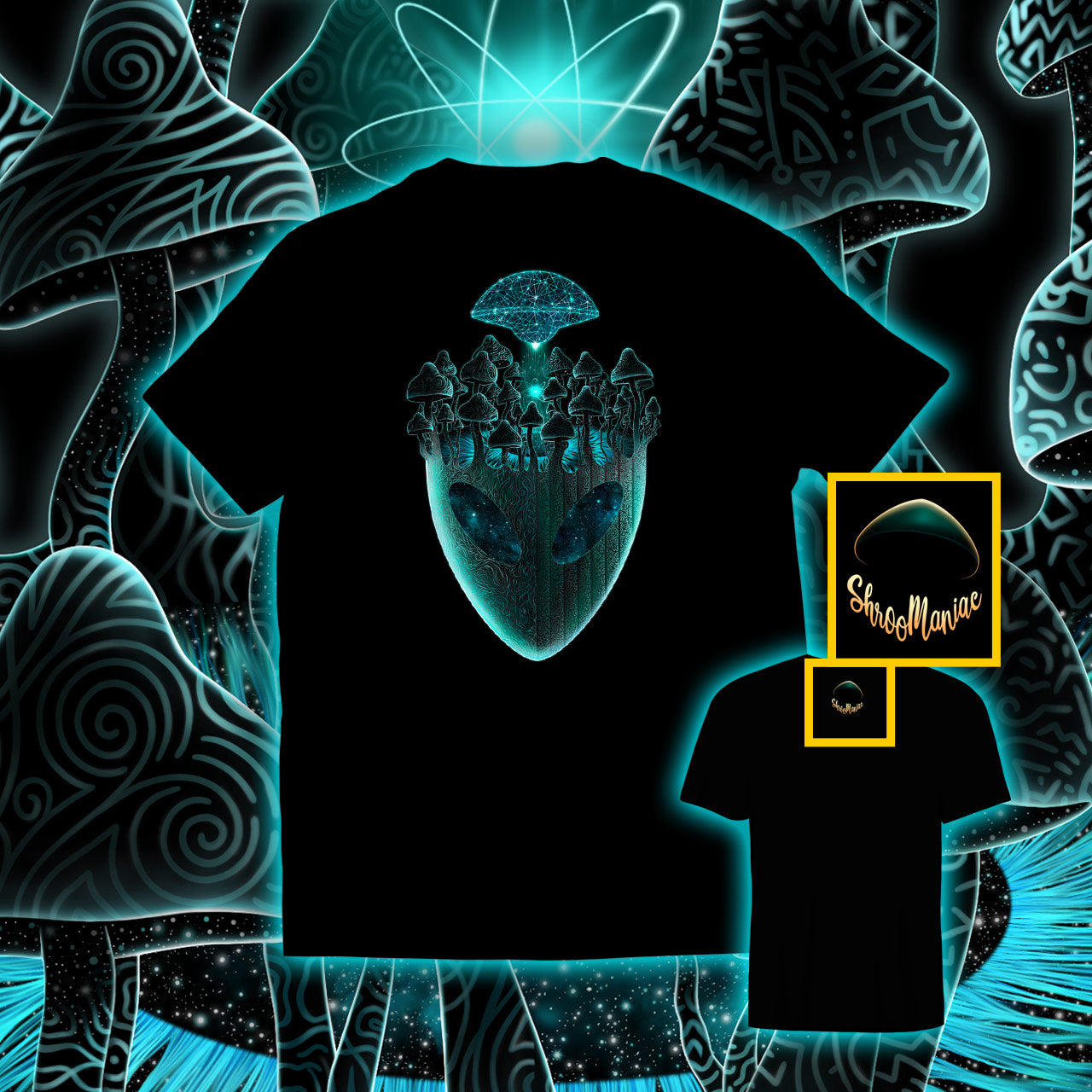 Shroom Head Ascension |Shroomaniac| Psychedelic and Psytrance Alien T-Shirt