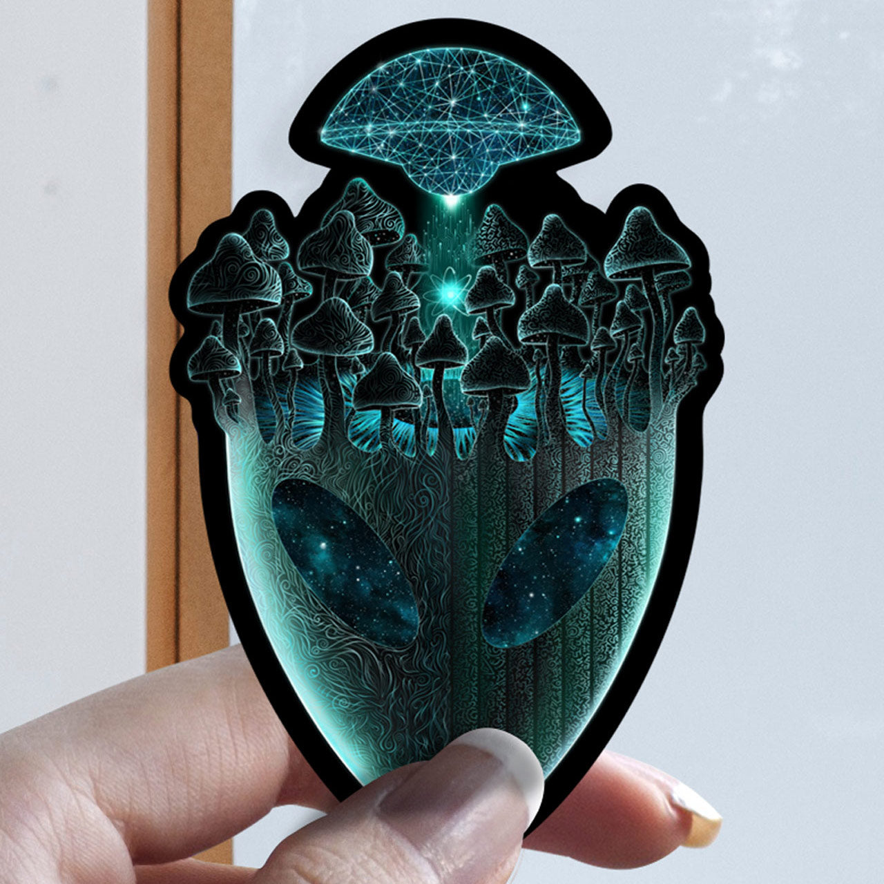 Shroom Head Ascension |Shroomaniac| Psychedelic and Psytrance Alien Stickers