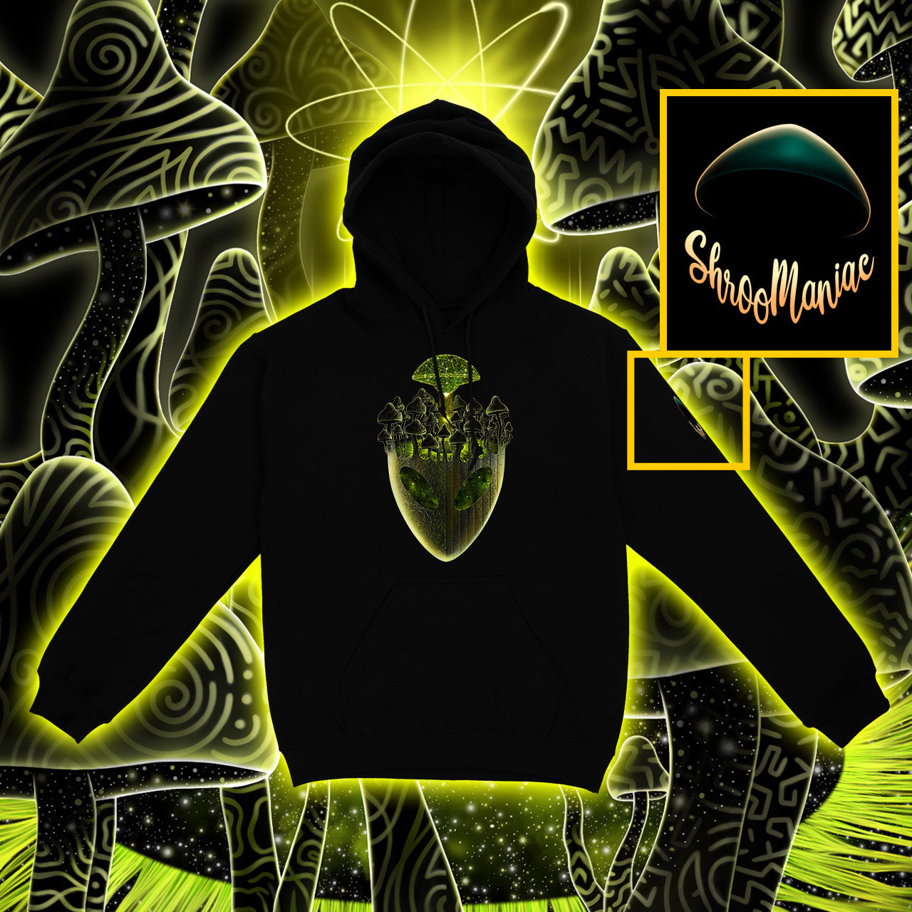 Shroom Head Ascension |Shroomaniac| Psychedelic and Psytrance Alien Hoodie