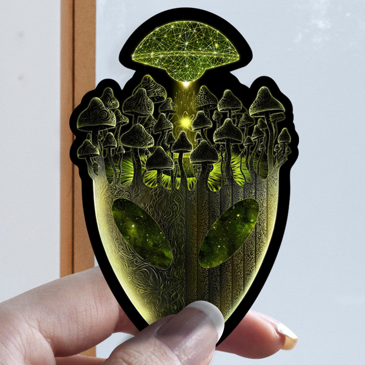 Shroom Head Ascension |Shroomaniac| Psychedelic and Psytrance Alien Stickers