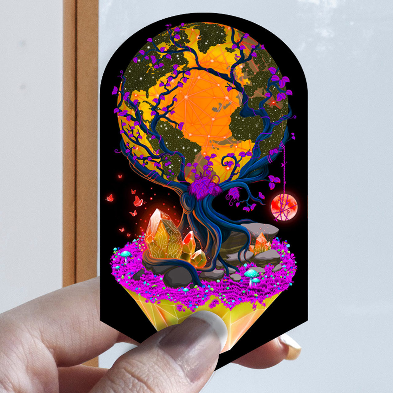 Between Life and Tech |Shroomaniac| Psychedelic and Psytrance Nature Stickers