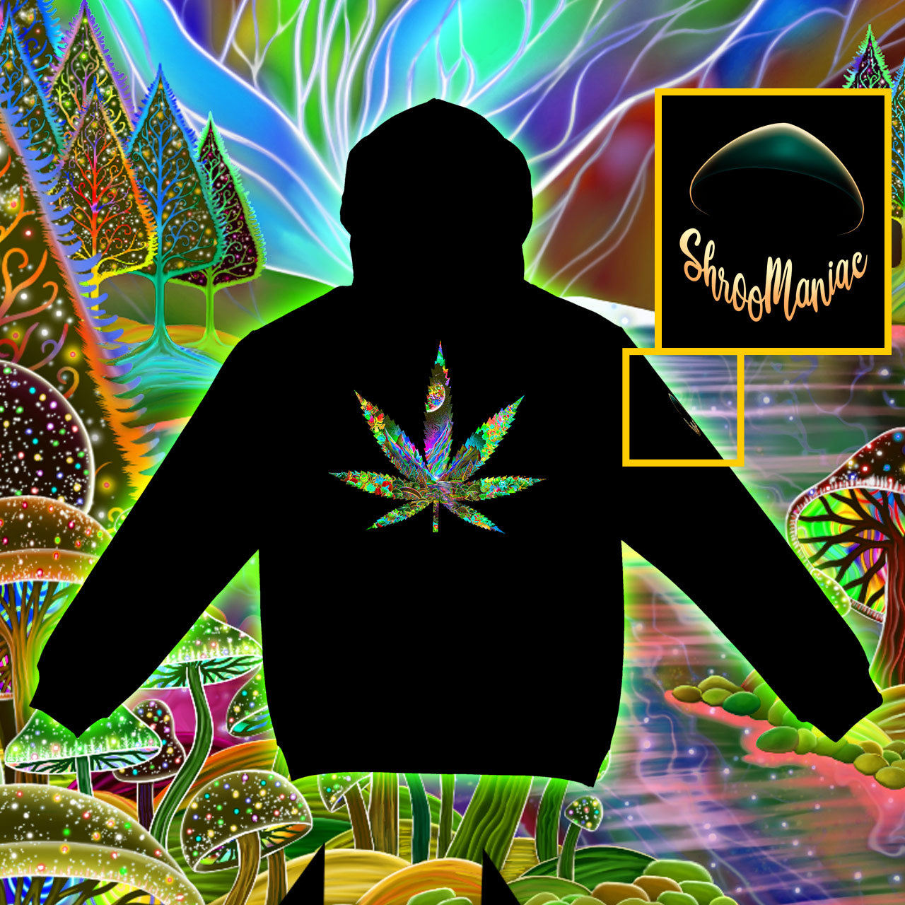 Cannaverse |Shroomaniac| Psychedelic and Psytrance Cannabis Stoner Hoodie