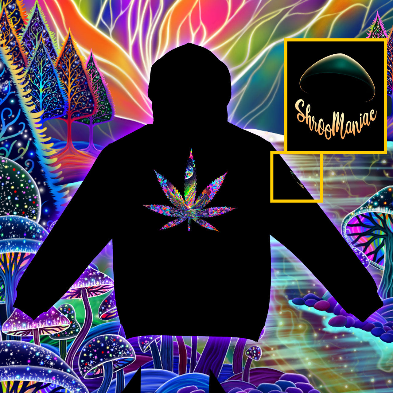 Cannaverse |Shroomaniac| Psychedelic and Psytrance Cannabis Stoner Hoodie
