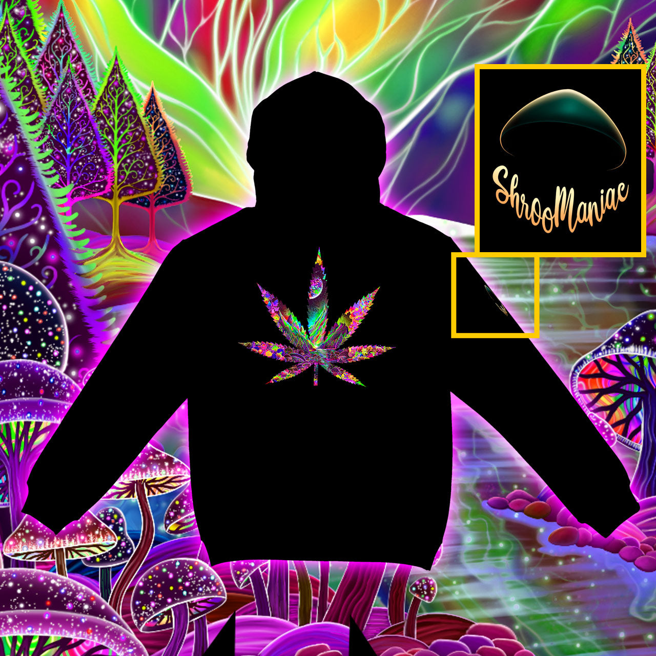Cannaverse |Shroomaniac| Psychedelic and Psytrance Cannabis Stoner Hoodie