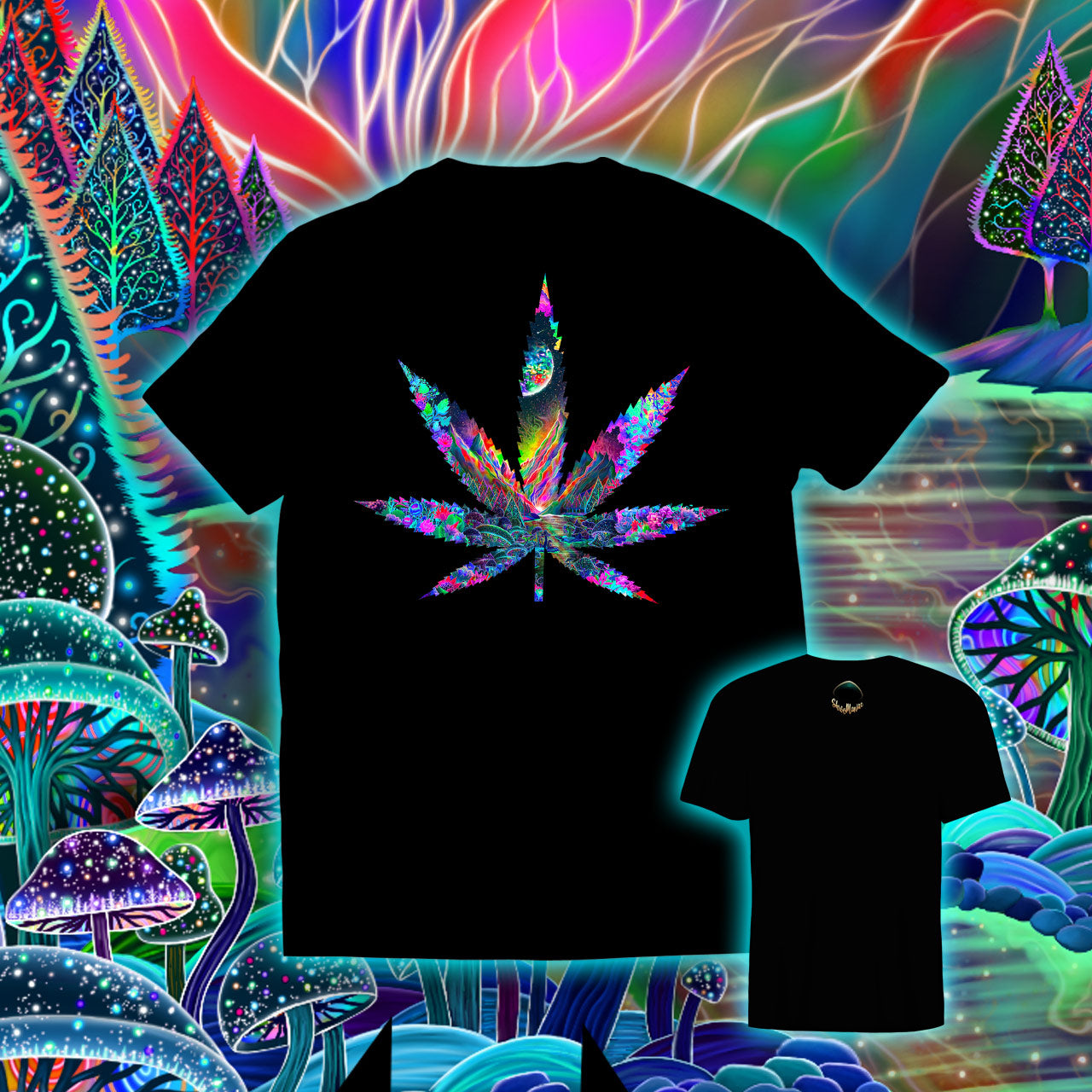 Cannaverse |Shroomaniac| Psychedelic and Psytrance Cannabis Stoner T-Shirt