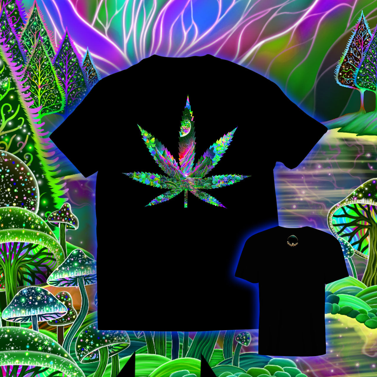 Cannaverse |Shroomaniac| Psychedelic and Psytrance Cannabis Stoner T-Shirt
