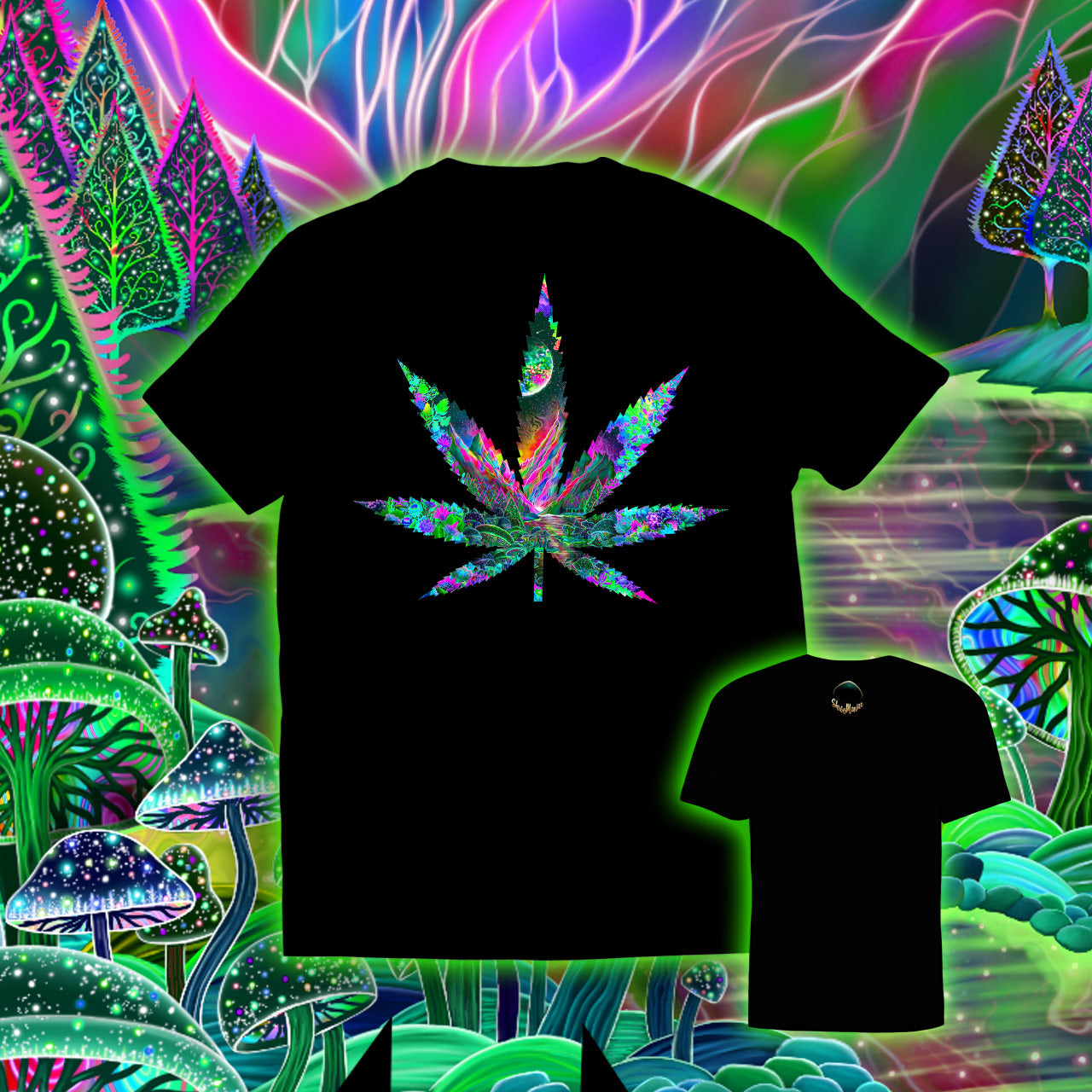 Cannaverse |Shroomaniac| Psychedelic and Psytrance Cannabis Stoner T-Shirt