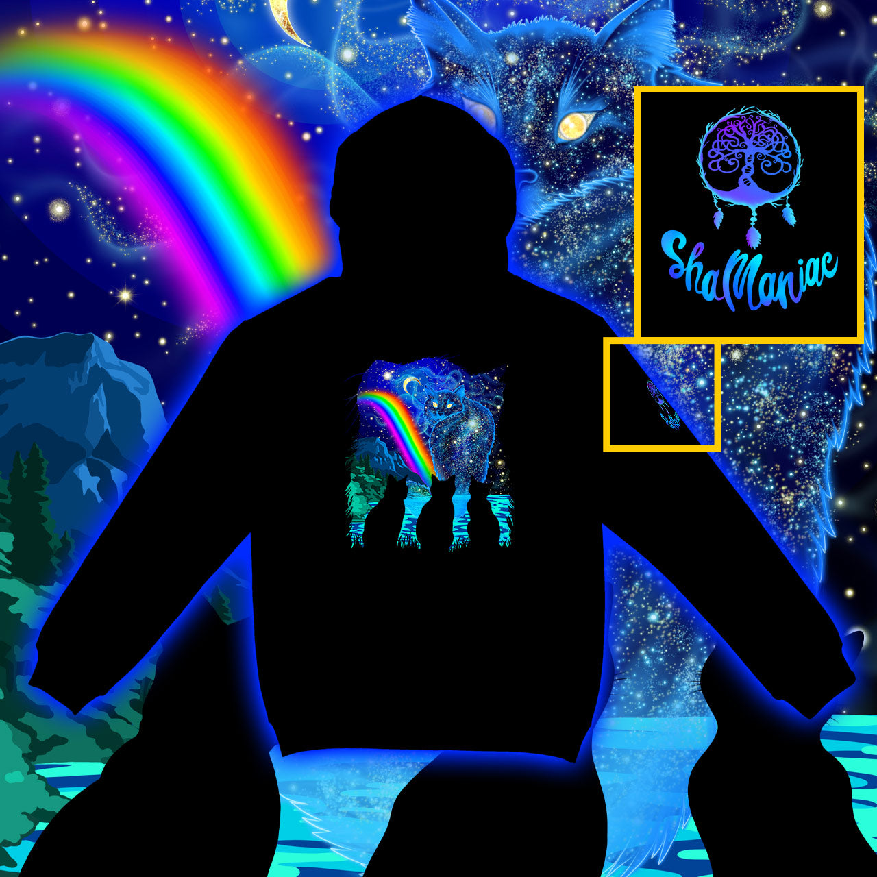 Great Cat Spirit in the Sky |Shamaniac| Cat Pet Grief Spiritual Hoodie