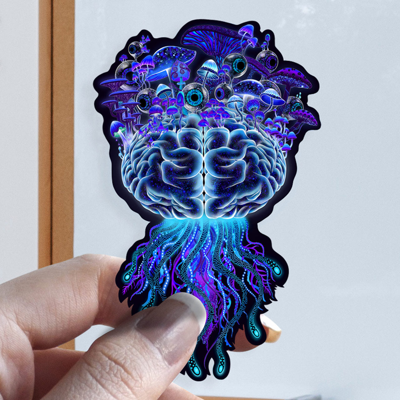 Mushrooms On The Brain |Shroomaniac| Psychedelic and Psytrance Mushroom Stickers