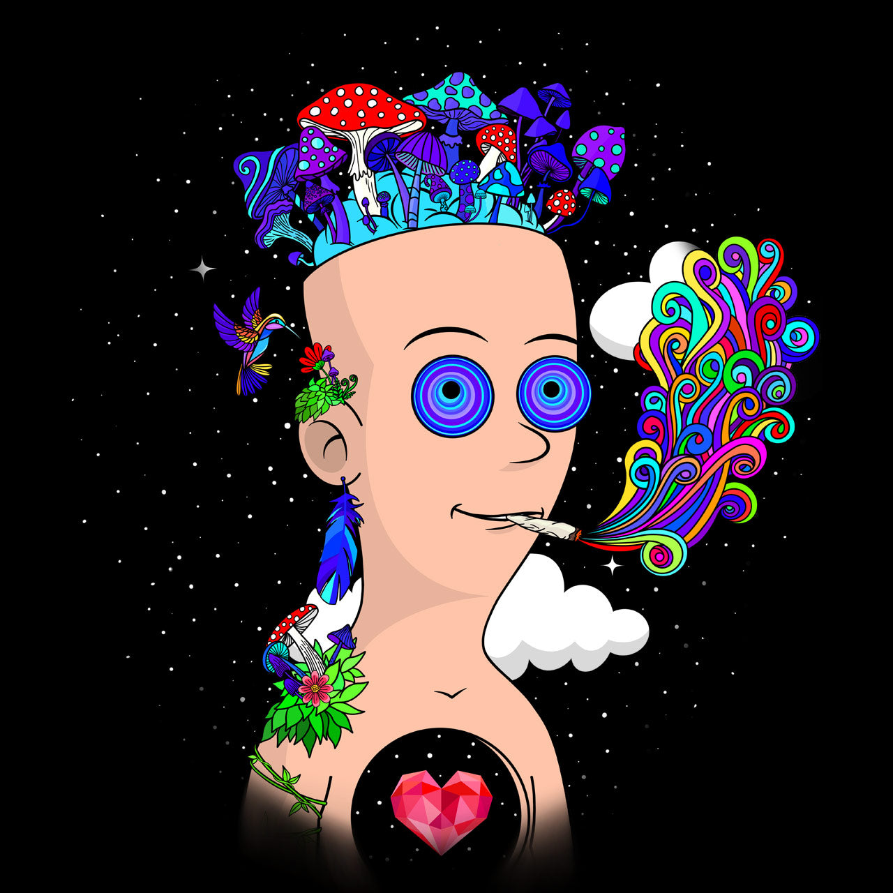 Self Experience of a Toon |Shroomaniac| Psychedelic and Psytrance Cartoon Hoodie