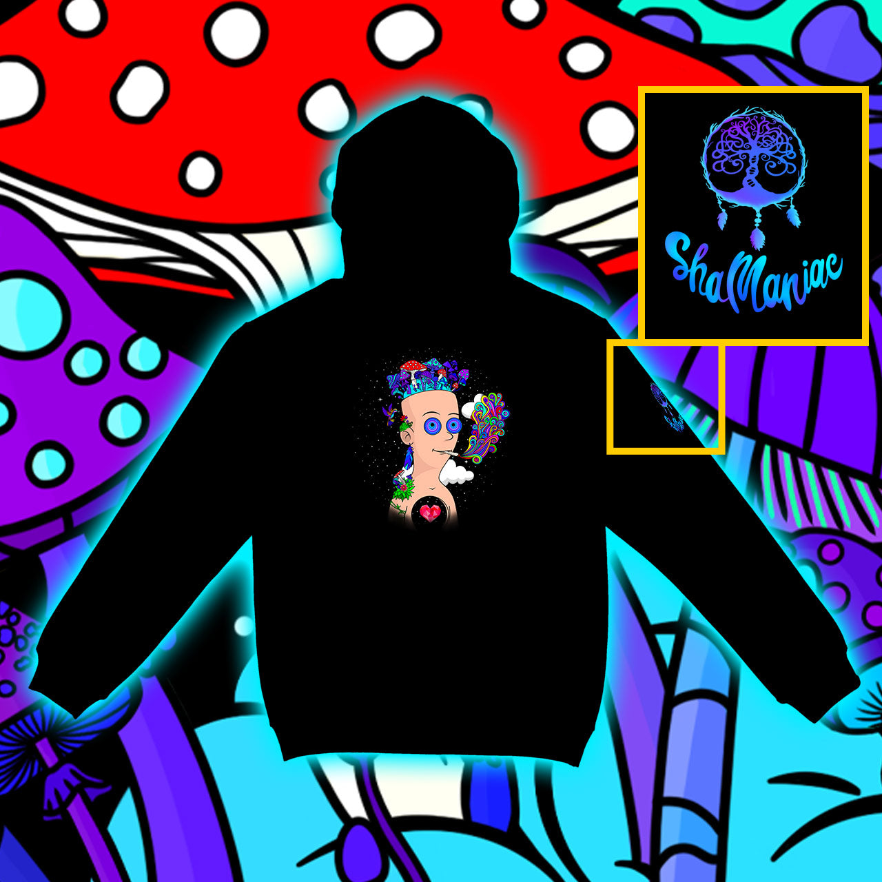 Self Experience of a Toon |Shroomaniac| Psychedelic and Psytrance Cartoon Hoodie