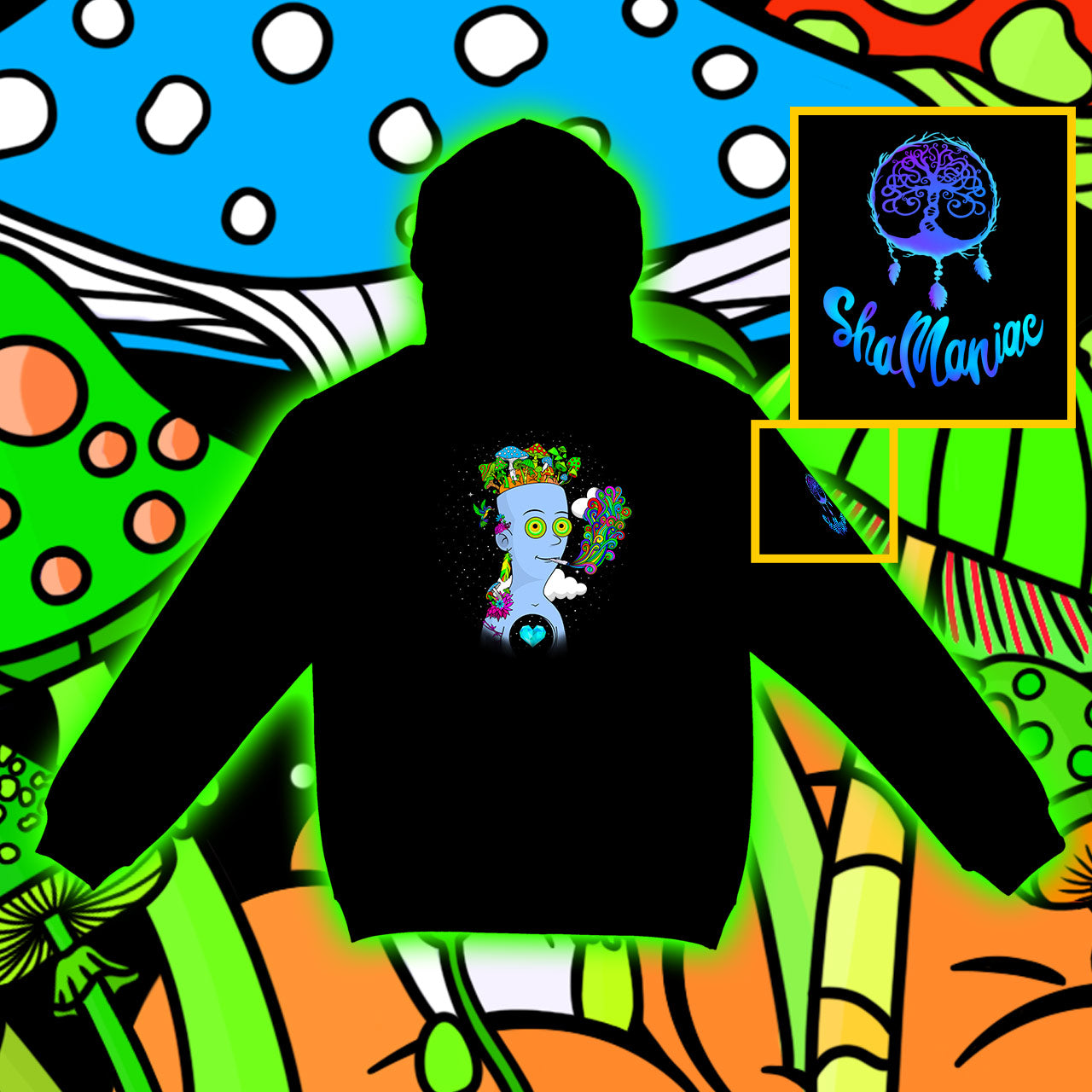 Self Experience of a Toon |Shroomaniac| Psychedelic and Psytrance Cartoon Hoodie
