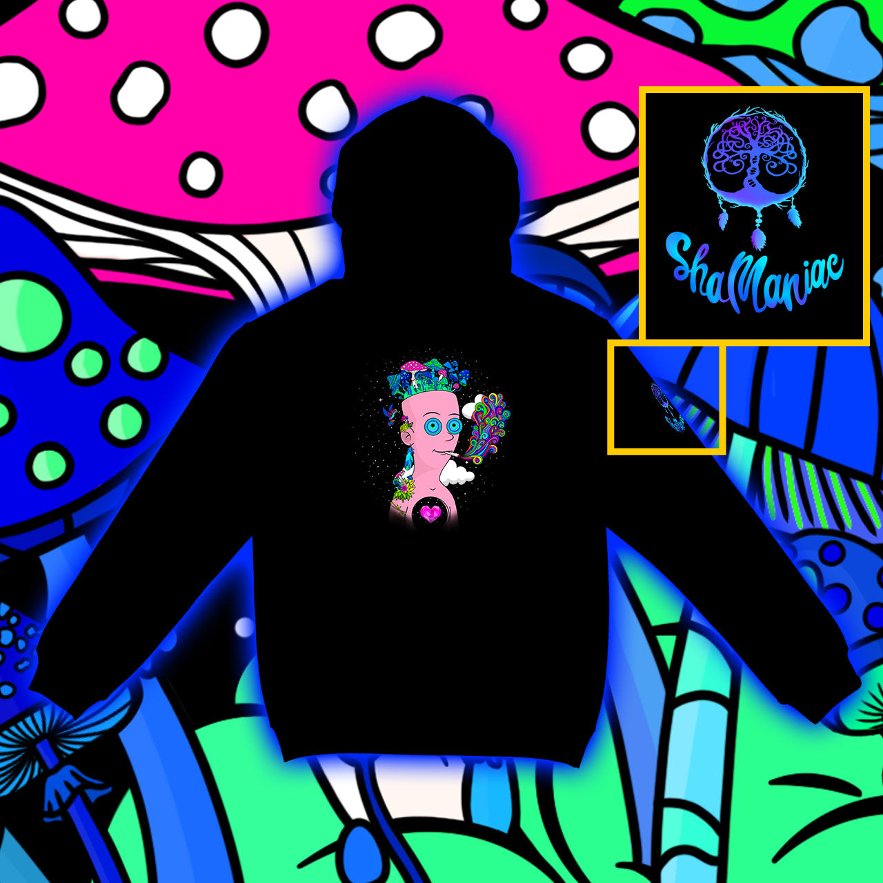Self Experience of a Toon |Shroomaniac| Psychedelic and Psytrance Cartoon Hoodie