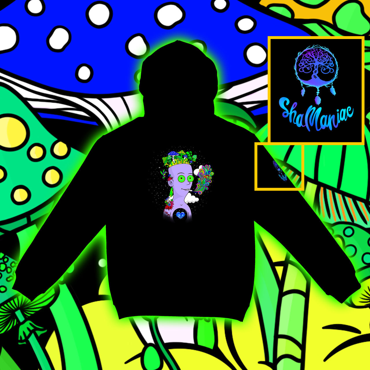 Self Experience of a Toon |Shroomaniac| Psychedelic and Psytrance Cartoon Hoodie