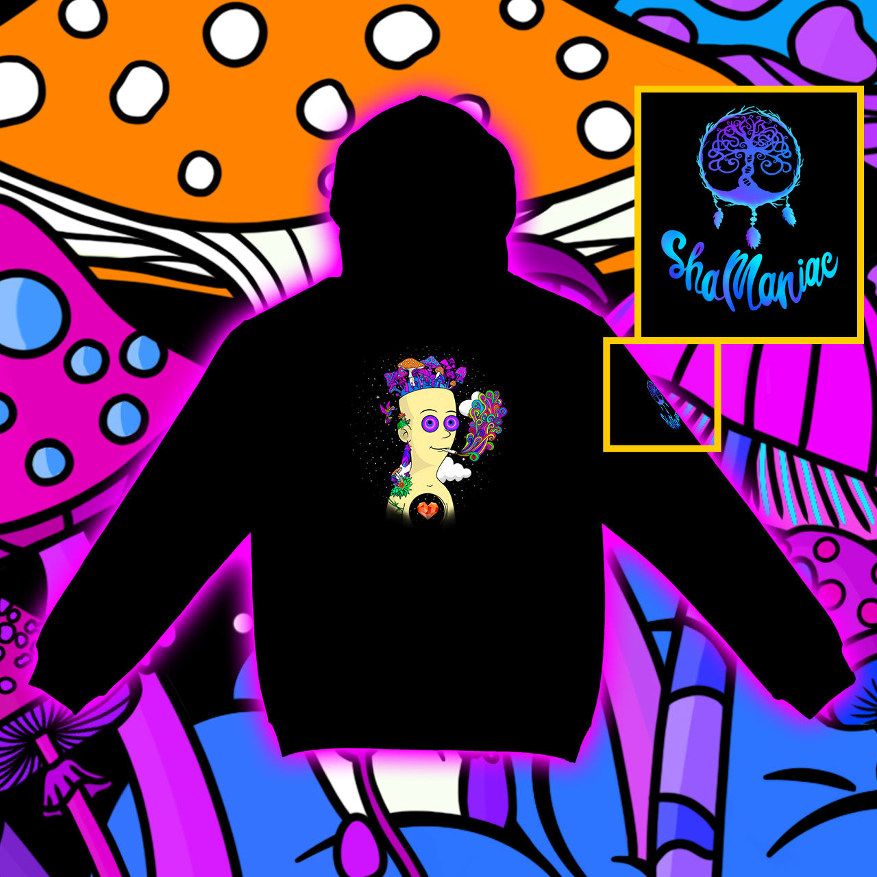 Self Experience of a Toon |Shroomaniac| Psychedelic and Psytrance Cartoon Hoodie