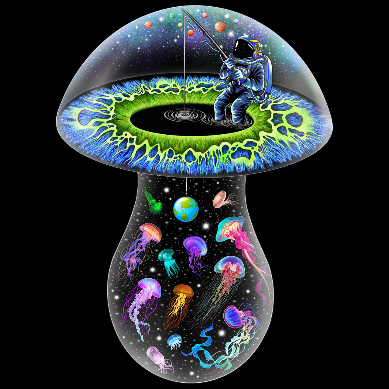 Tripping on Space Mushrooms |Shroomaniac| Psychedelic and Psytrance Mushroom Stickers