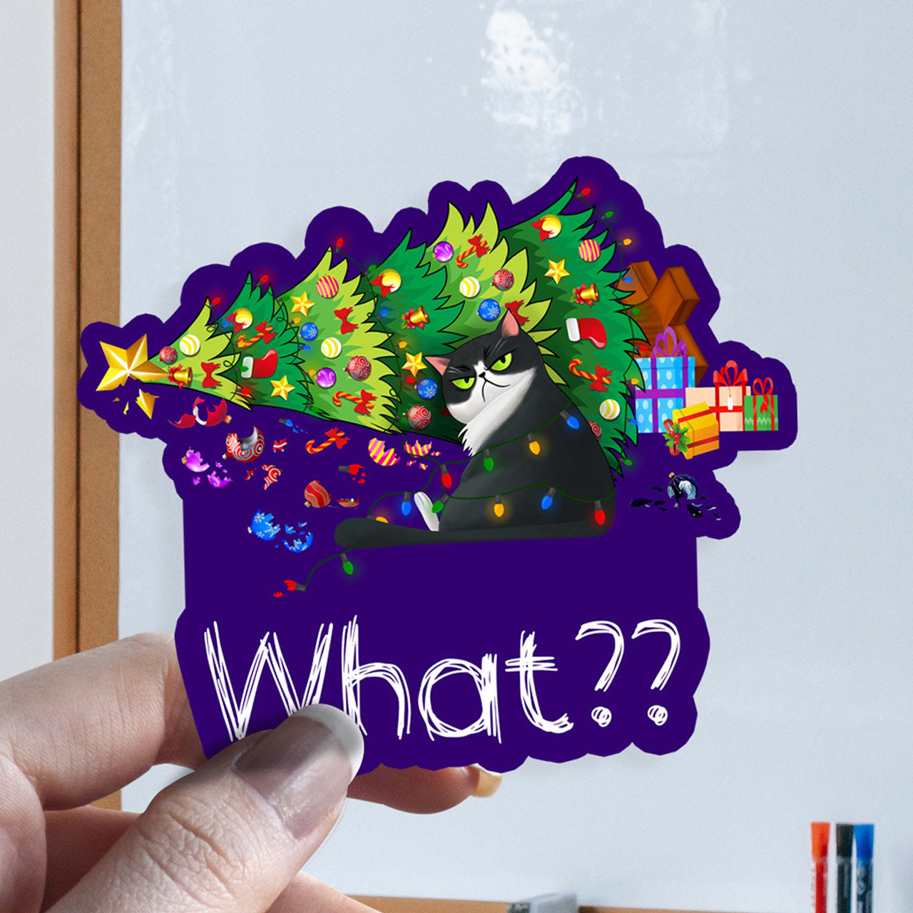 What Cat Christmas Cat Brat Stickers