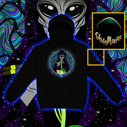 Alien Ramen |Shroomaniac| sychedelic and Psytrance Alien UFO Hoodie