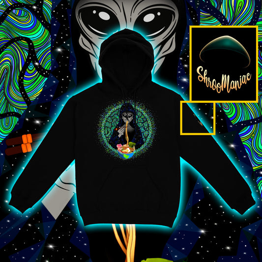 Alien Ramen |Shroomaniac| sychedelic and Psytrance Alien UFO Hoodie