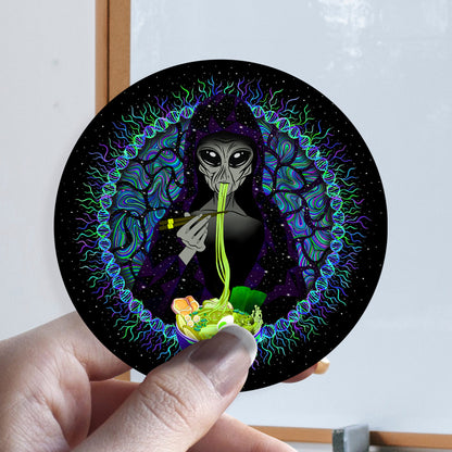 Alien Ramen |Shroomaniac| Psychedelic and Psytrance Alien UFO Stickers