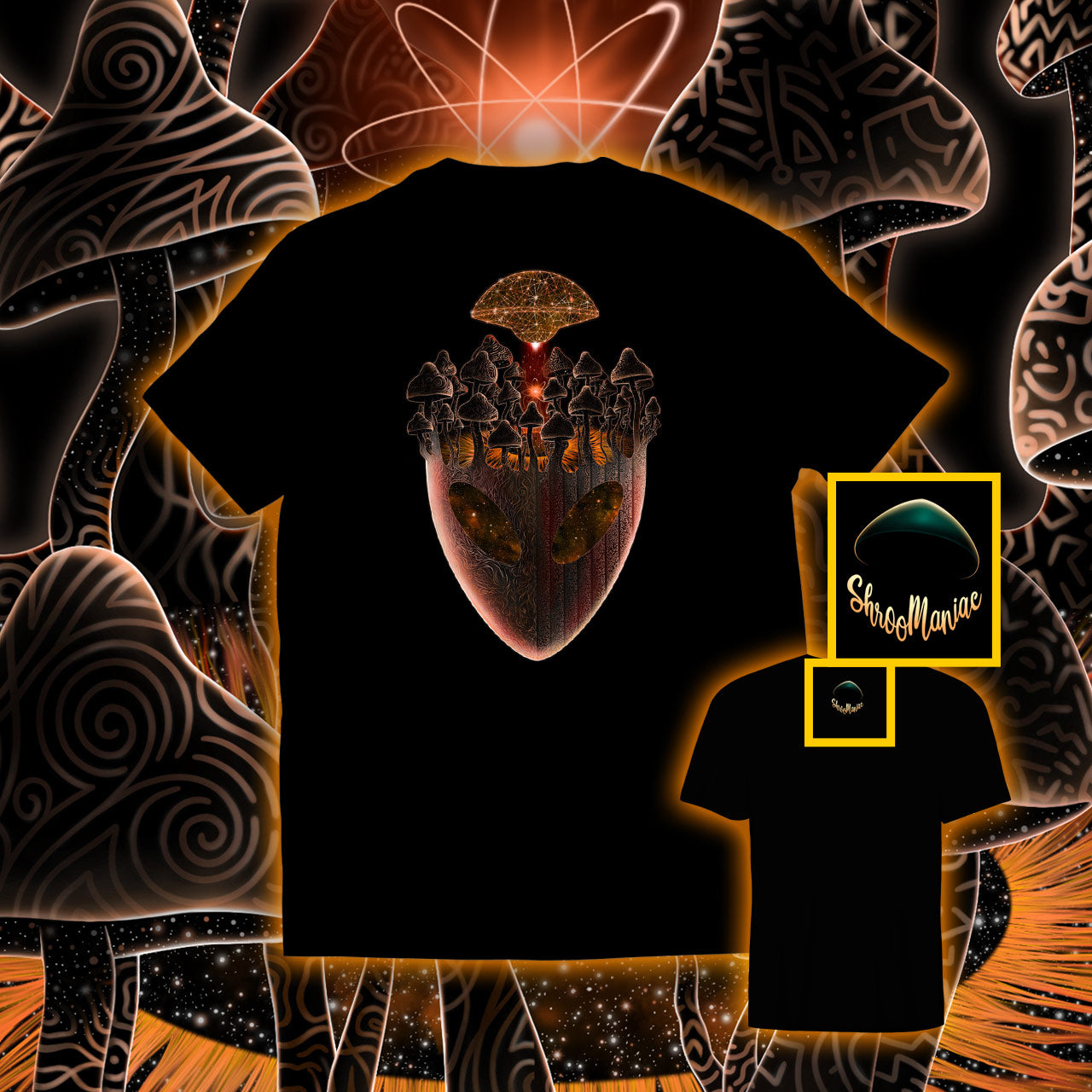 Shroom Head Ascension |Shroomaniac| Psychedelic and Psytrance Alien T-Shirt