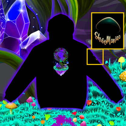 Between Life and Tech |Shroomaniac| Psychedelic and Psytrance Nature Hoodie
