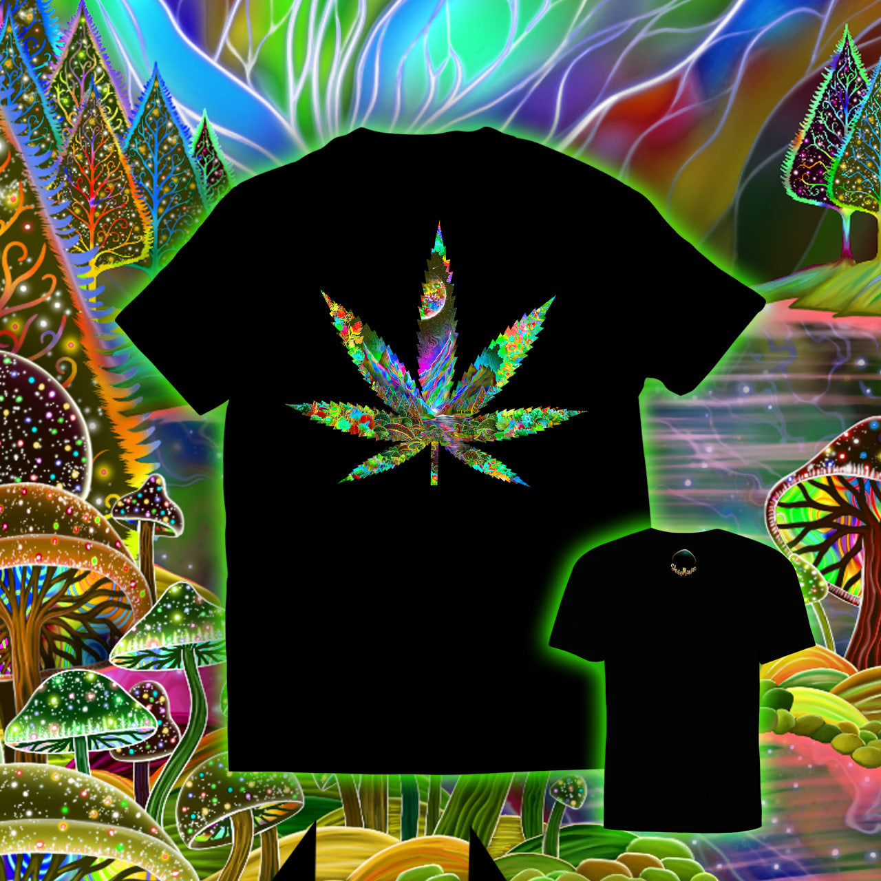 Cannaverse |Shroomaniac| Psychedelic and Psytrance Cannabis Stoner T-Shirt