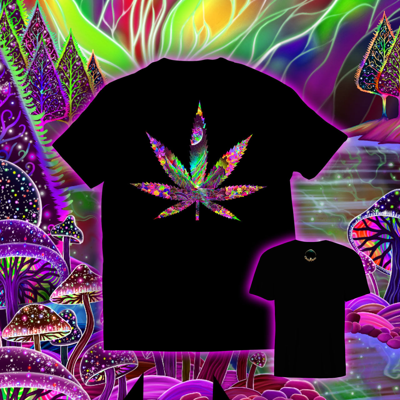 Cannaverse |Shroomaniac| Psychedelic and Psytrance Cannabis Stoner T-Shirt