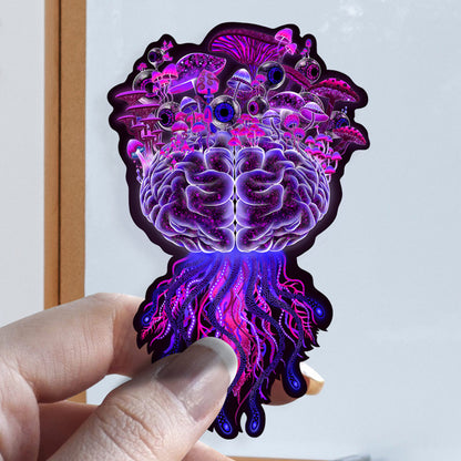 Mushrooms On The Brain |Shroomaniac| Psychedelic and Psytrance Mushroom Stickers