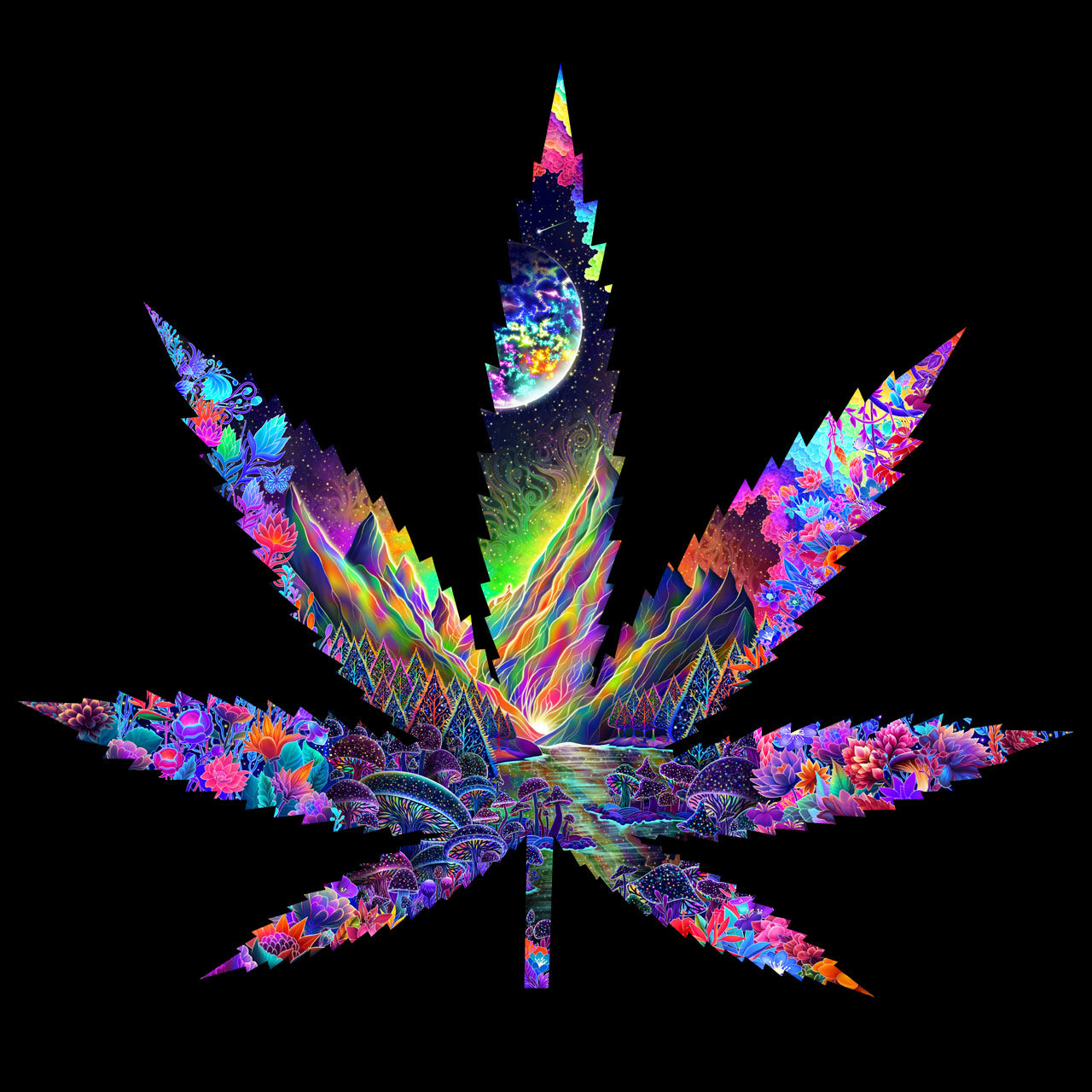 Cannaverse |Shroomaniac| Psychedelic and Psytrance Cannabis Stoner T-Shirt